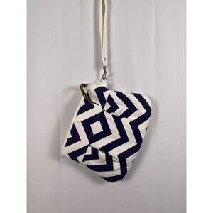 Cindymars7 Wristlet Clutch Chevron Blue White Removable Strap Inside Pocket